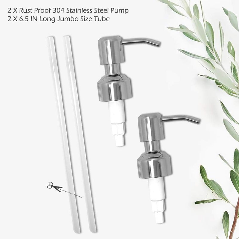JASAI Durable 304 Rust Proof Stainless Steel Soap Pump, Kitchen Soap Dispenser Pump Replacement for Regular Mouth Bottle, 2 Pack - Image 4